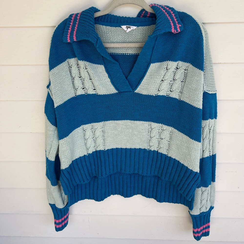 Ascot and Heart Cotton Cable Sweater Size S Womens